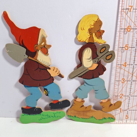 Wooden Dwarf Hand Painted Wall Hanging 3 Decorative Vintage Dwarves Decor - Picture 4 of 13